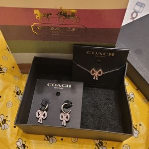 Coach Pink Bow Earrings and Bracelet Set